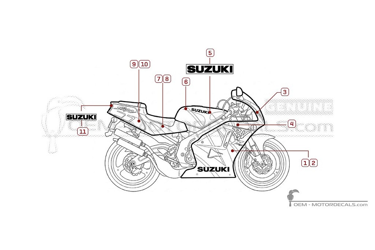 Adesivi per Suzuki RGV250 1992 • Suzuki Adesivi OEM