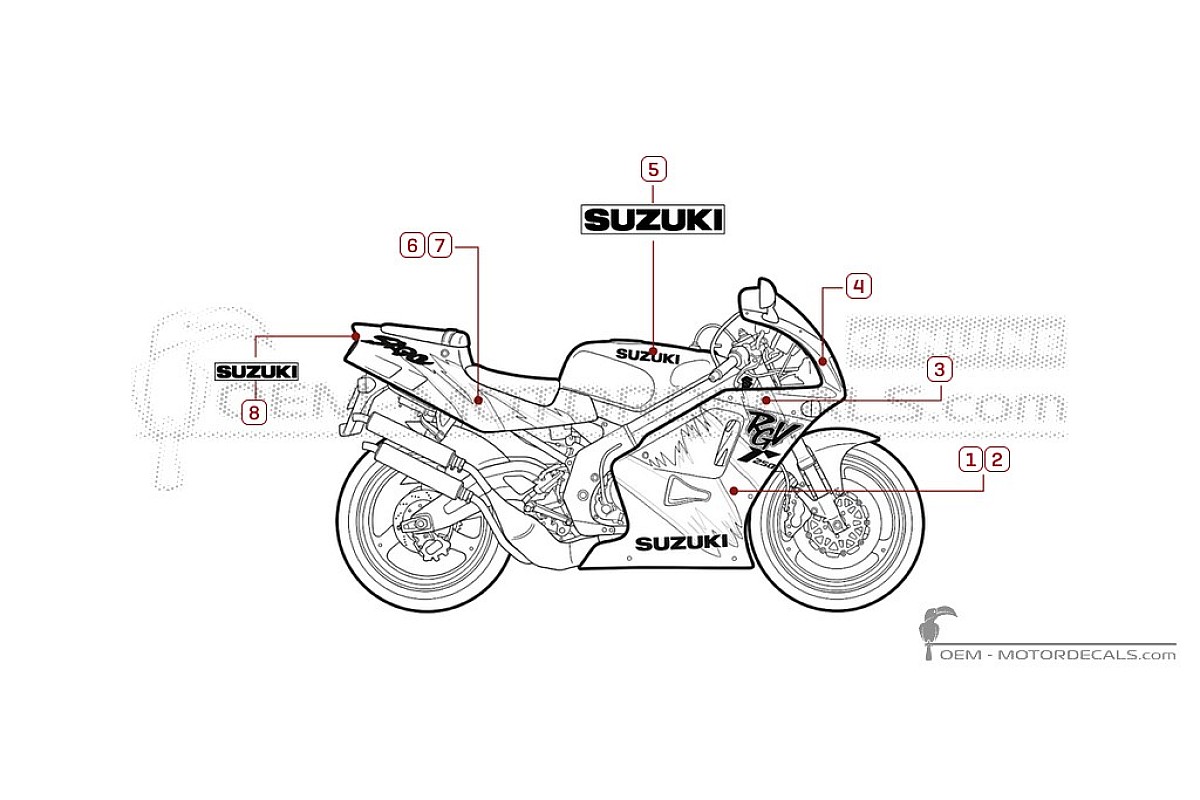 Aufkleber für Suzuki RGV250 1992 • Suzuki OEM-Aufkleber