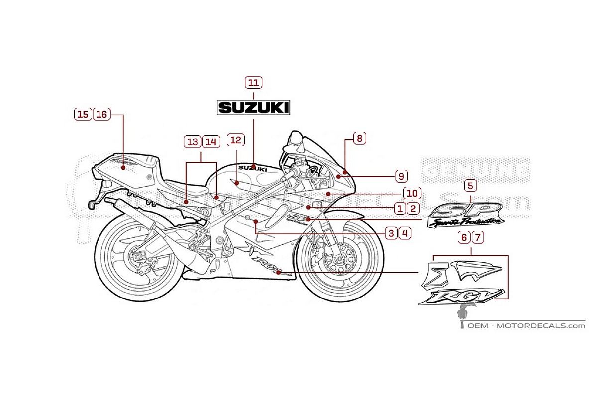 Adesivi per Suzuki RGV250 1997 • Suzuki Adesivi OEM