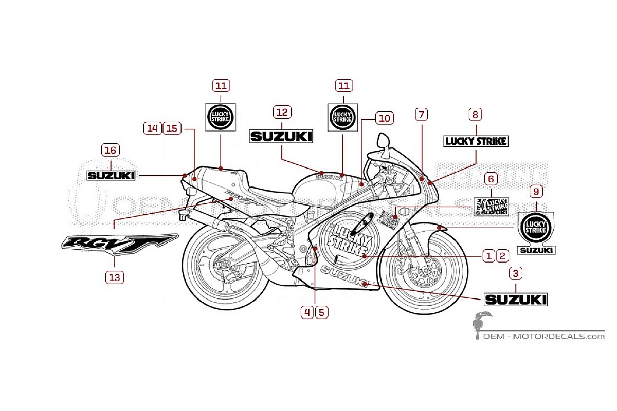 Aufkleber für Suzuki RGV250 Lucky Strike  1997 • Suzuki OEM-Aufkleber
