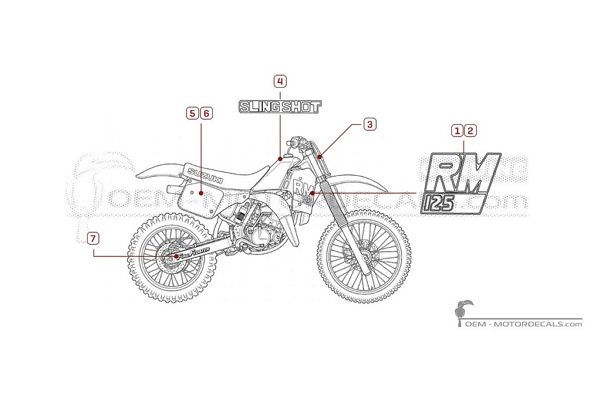 Decals for Suzuki RM125 1988 • Suzuki OEM Decals
