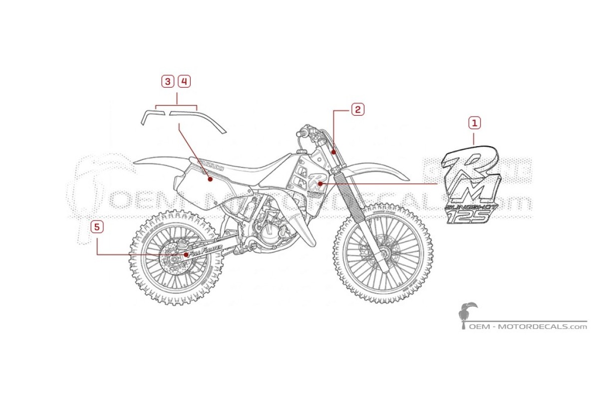 Naklejki do Suzuki RM125 1990 • Suzuki Naklejki OEM