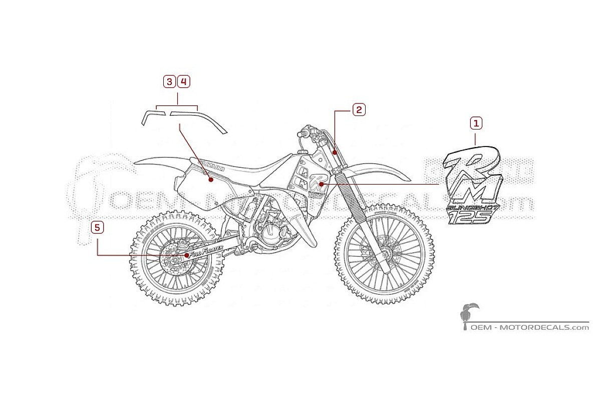 Autocollants pour Suzuki RM125 1990 • Suzuki Autocollants OEM