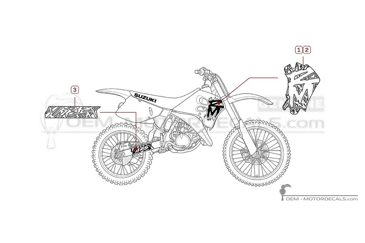 Stickers voor Suzuki RM125 1995 • Suzuki OEM Stickers