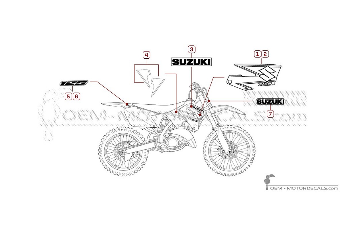 Adesivi per Suzuki RM125 2003 • Suzuki Adesivi OEM