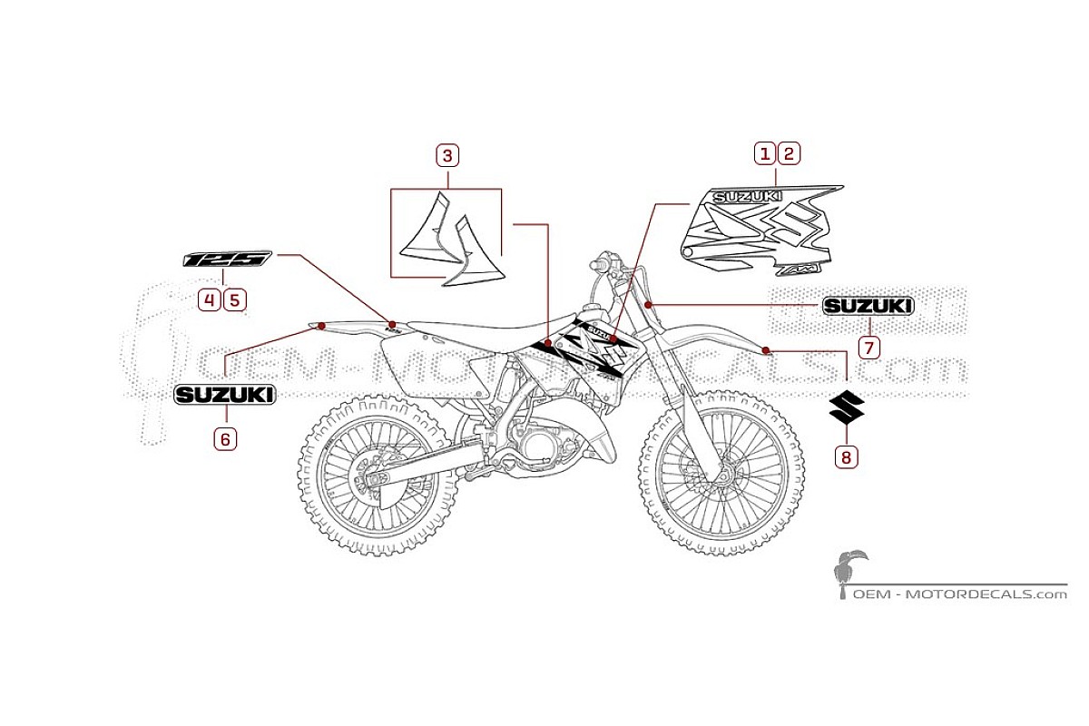 Adesivi per Suzuki RM125 2004 • Suzuki Adesivi OEM