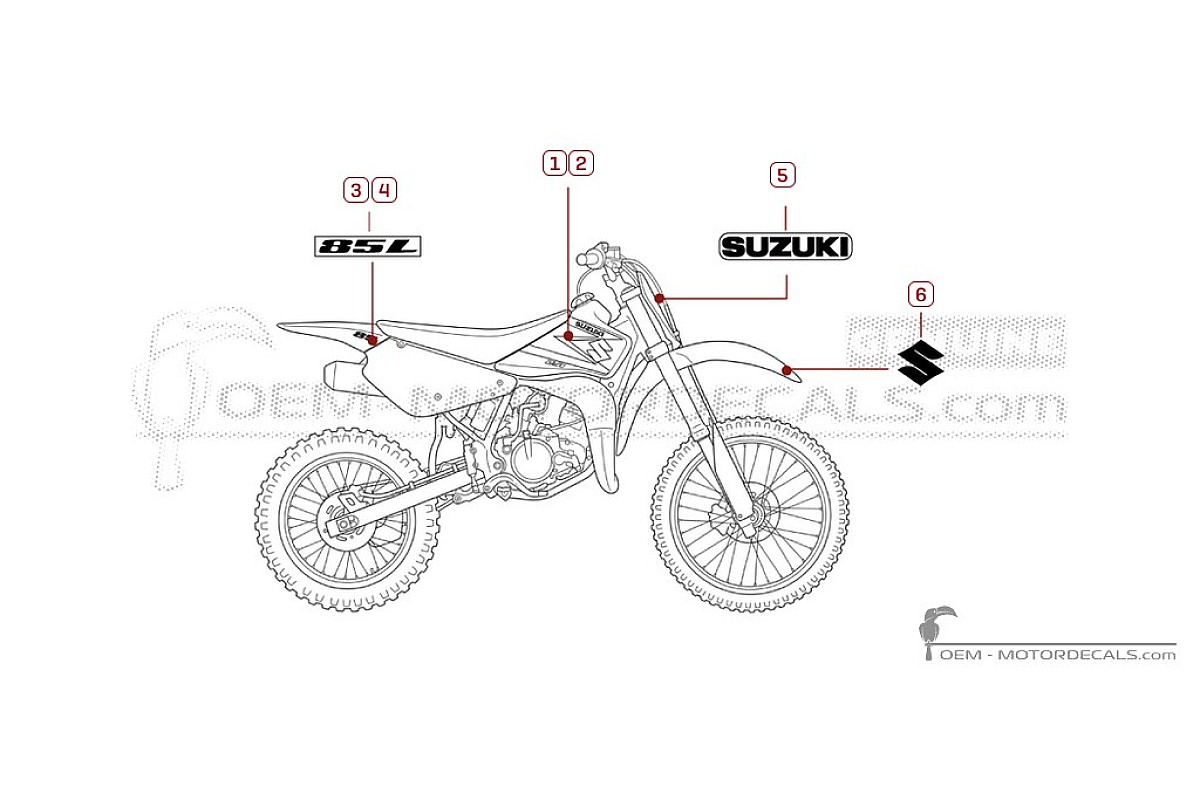 Adesivi per Suzuki RM85 L 2004 • Suzuki Adesivi OEM
