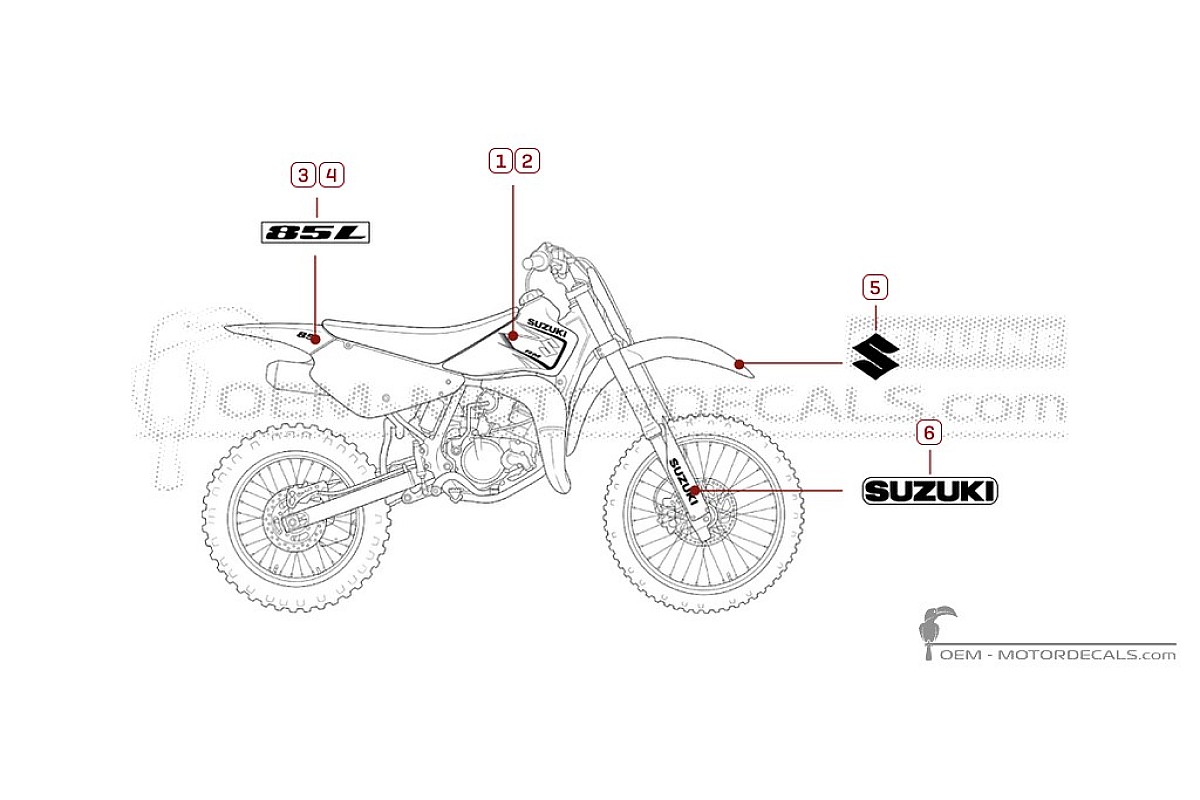 Aufkleber für Suzuki RM85 L 2007 • Suzuki OEM-Aufkleber