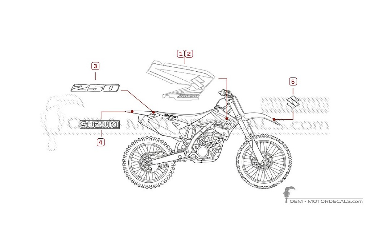 Stickers voor Suzuki RM-Z250 2005 • Suzuki OEM Stickers
