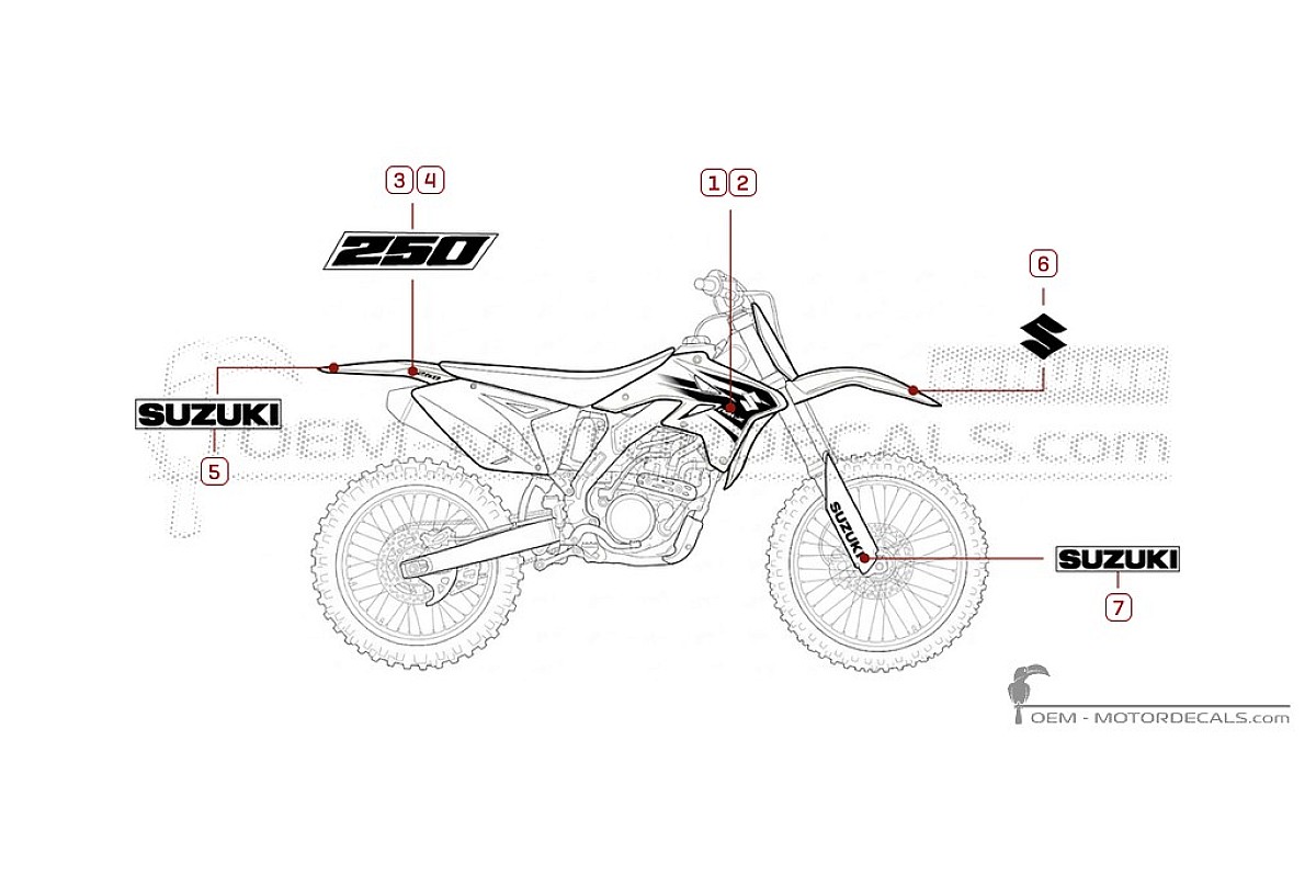 Decals for Suzuki RM-Z250 2007 • Suzuki OEM Decals