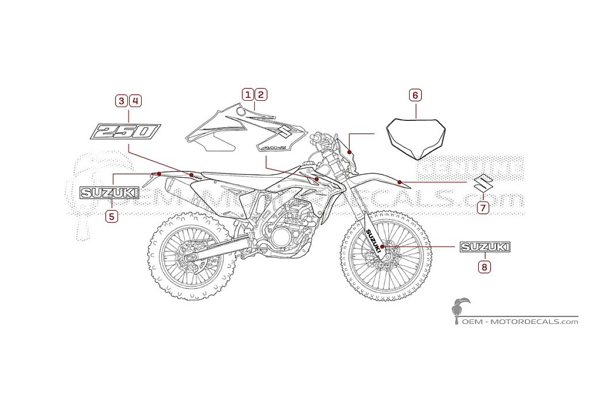 Naklejki do Suzuki RM-Z250 2009 • Suzuki Naklejki OEM