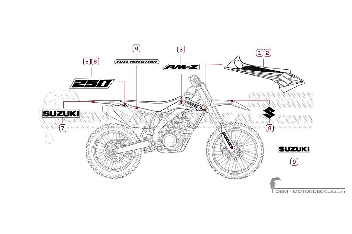 Decals for Suzuki RM-Z250 2011 • Suzuki OEM Decals