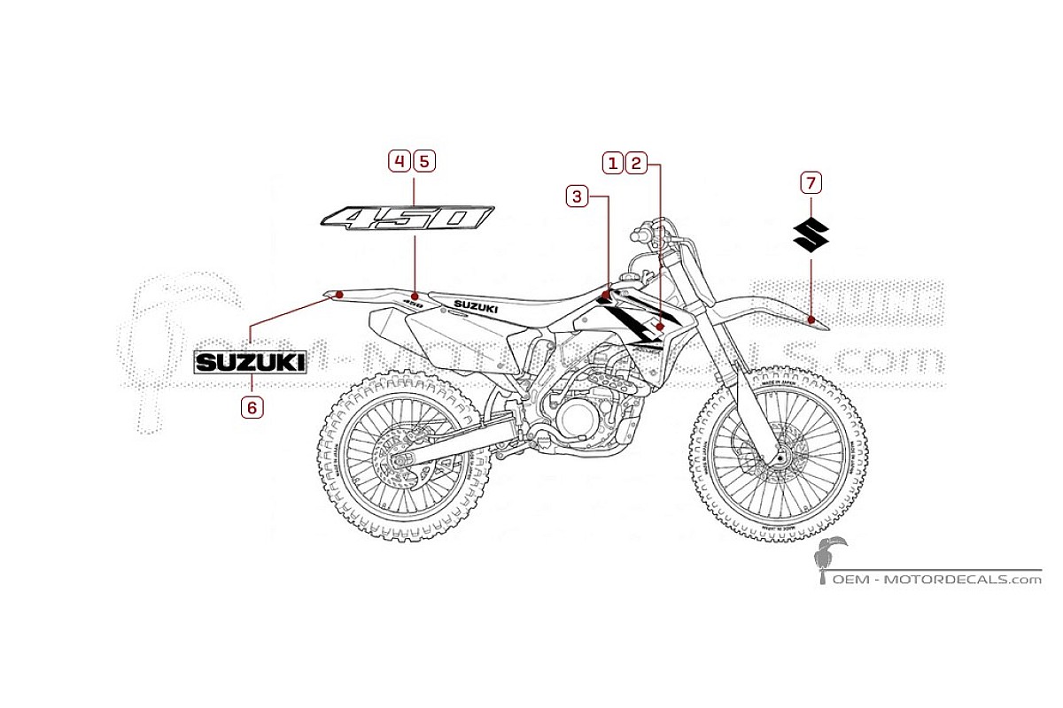 Stickers voor Suzuki RM-Z450 2005 • Suzuki OEM Stickers