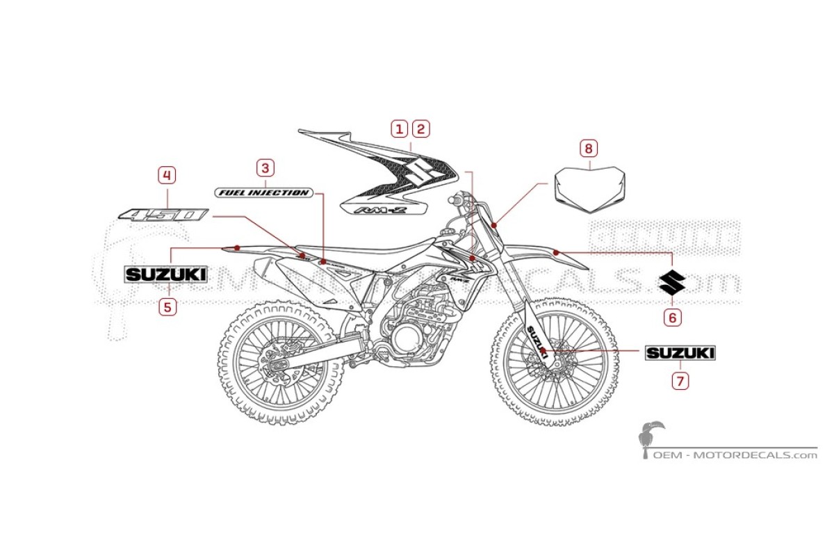 Naklejki do Suzuki RM-Z450 2010 • Suzuki Naklejki OEM