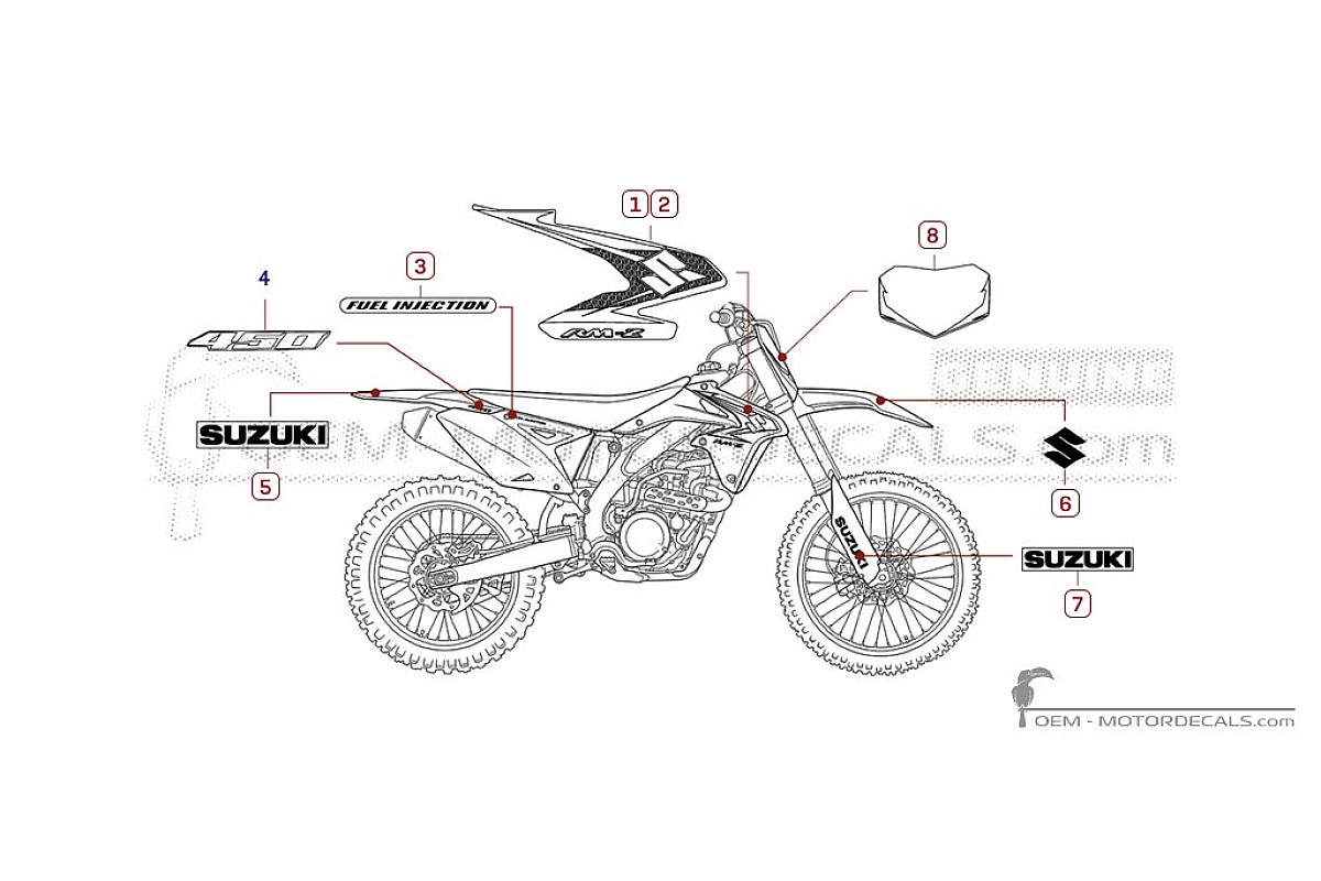 Decals for Suzuki RM-Z450 2010 • Suzuki OEM Decals