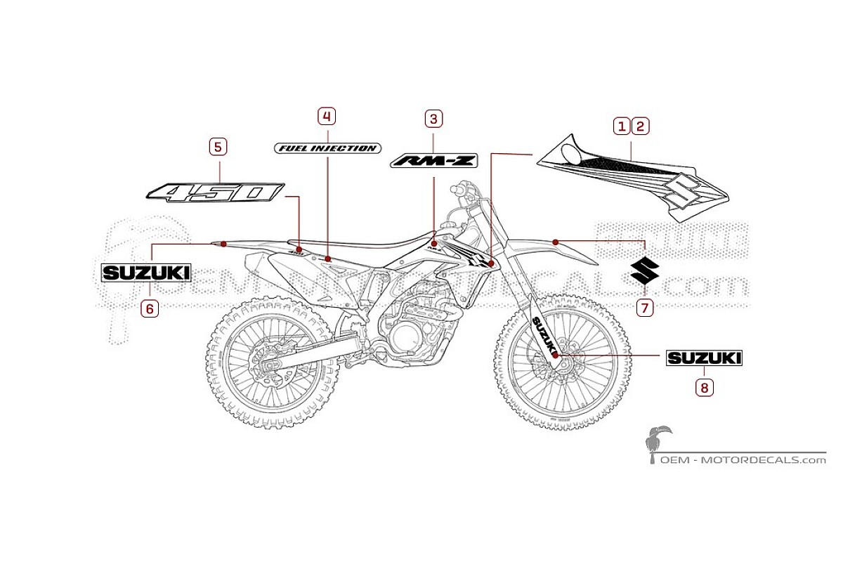 Naklejki do Suzuki RM-Z450 2011 • Suzuki Naklejki OEM