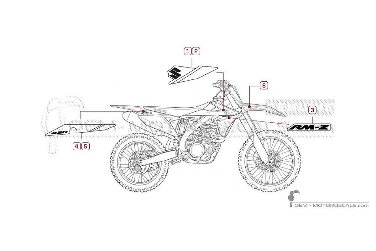 Adesivi per Suzuki RM-Z450 2019 • Suzuki Adesivi OEM