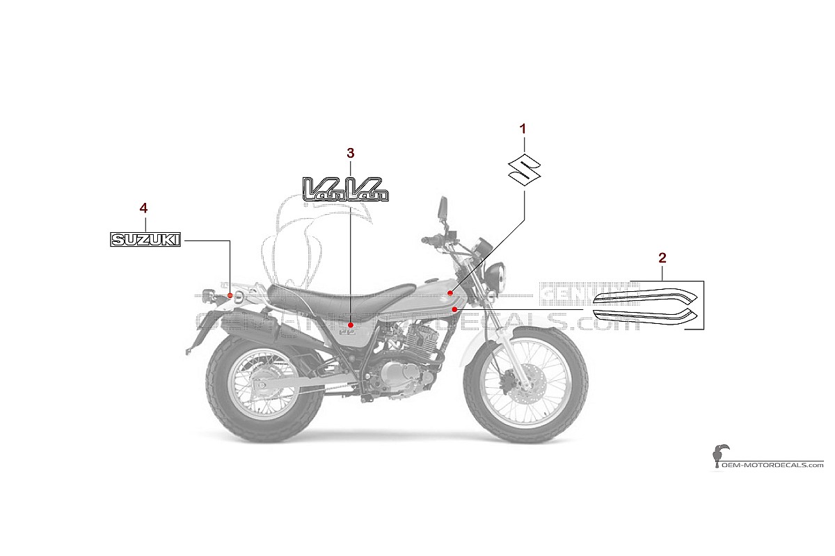 Aufkleber für Suzuki RV125 VANVAN 2007 - Gelb • Suzuki OEM-Aufkleber
