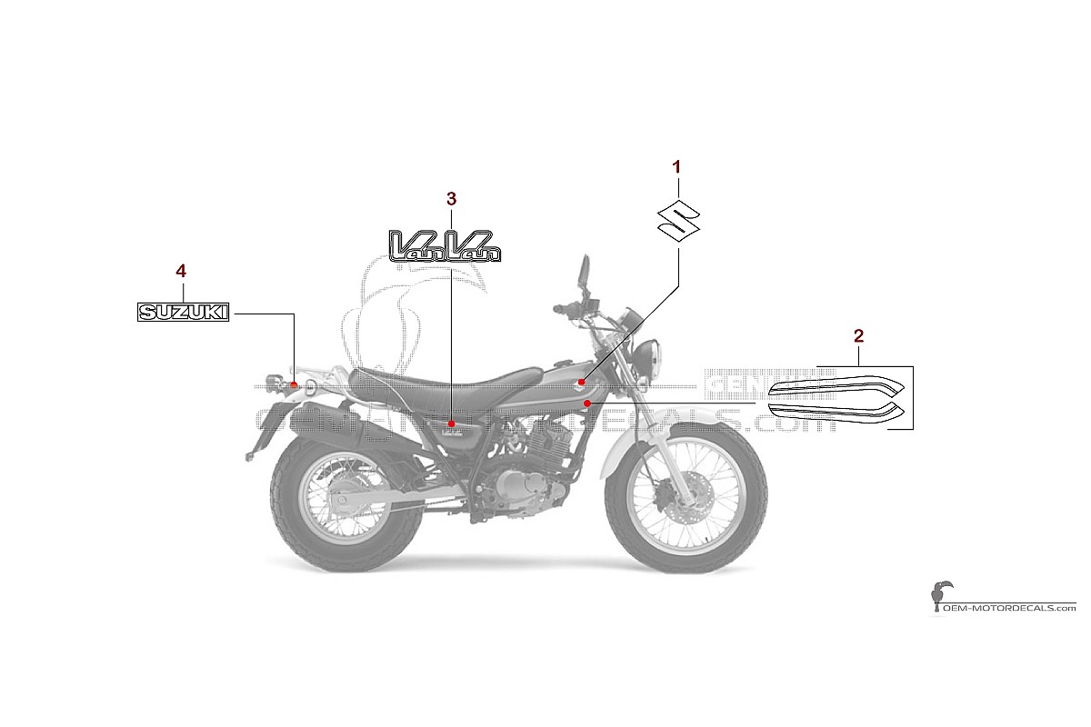Naklejki do Suzuki RV125 VANVAN 2008 - Szary • Suzuki Naklejki OEM