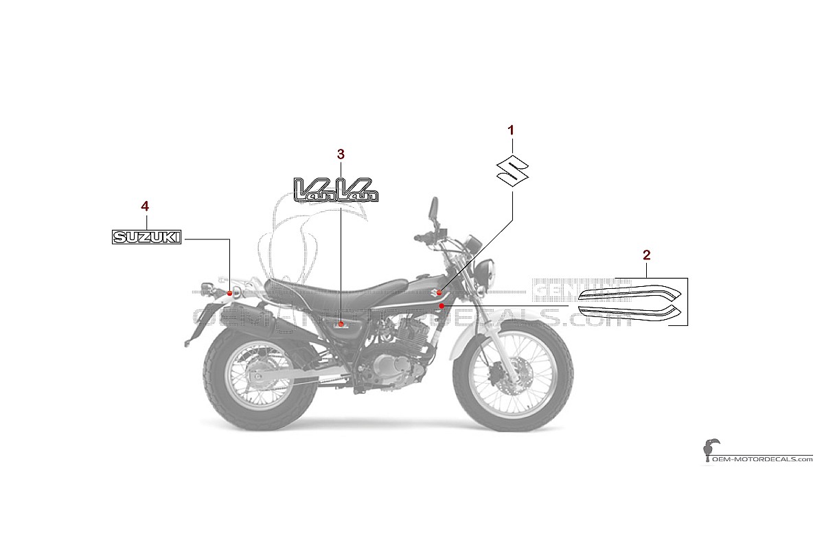 Adesivi per Suzuki RV125 VANVAN 2009 - Rosso • Suzuki Adesivi OEM