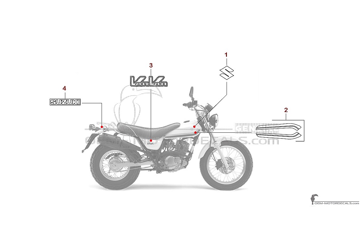 Aufkleber für Suzuki RV125 VANVAN 2009 - Weiss • Suzuki OEM-Aufkleber