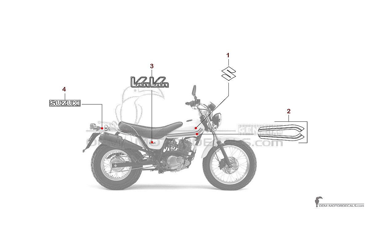 Naklejki do Suzuki RV125 VANVAN 2010 - Biały • Suzuki Naklejki OEM