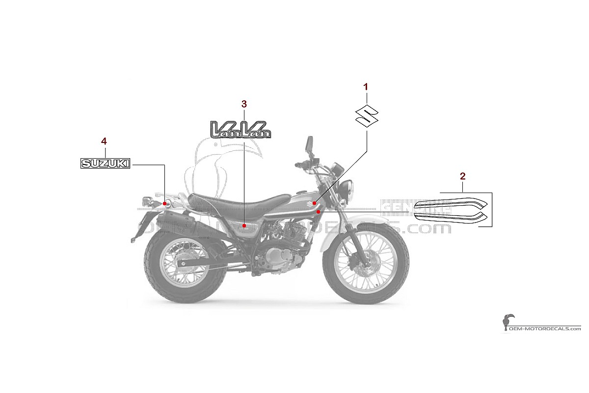 Pegatinas para Suzuki RV125 VANVAN 2013 - Rojo • Suzuki Pegatinas OEM
