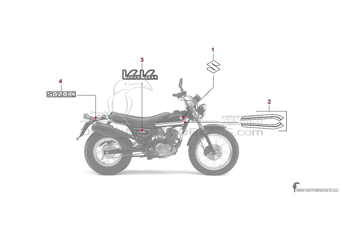 Stickers voor Suzuki RV125 VANVAN 2015 - Zwart • Suzuki OEM Stickers