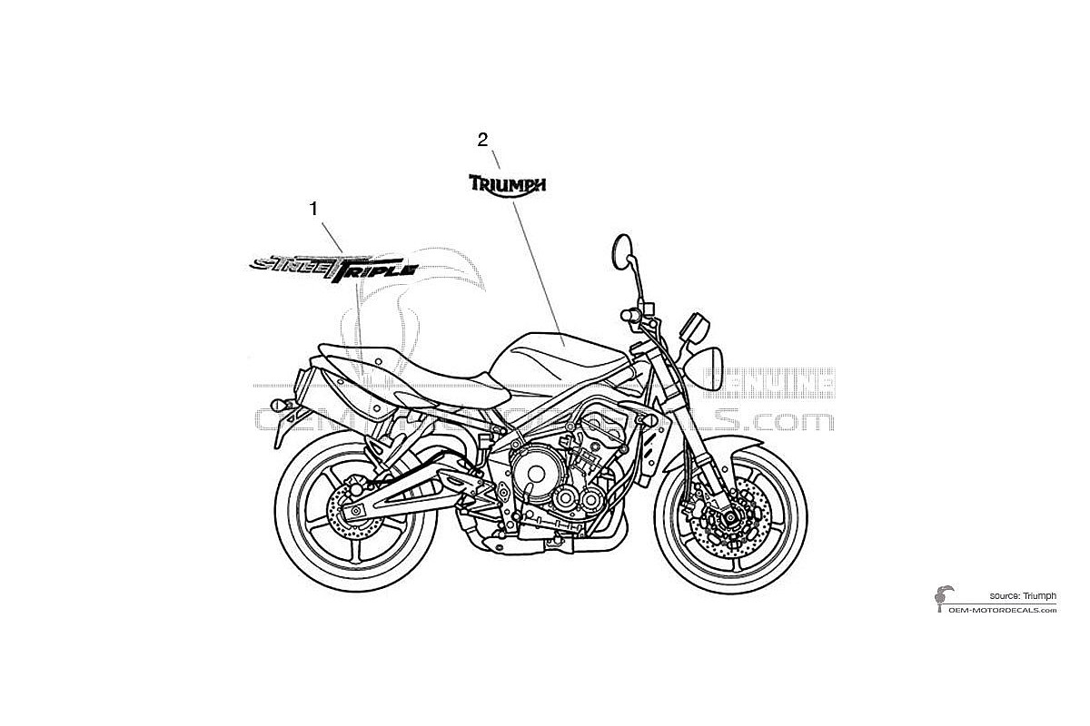 Aufkleber für Triumph STREET TRIPLE 675 2010 - Weiss • Triumph OEM-Aufkleber