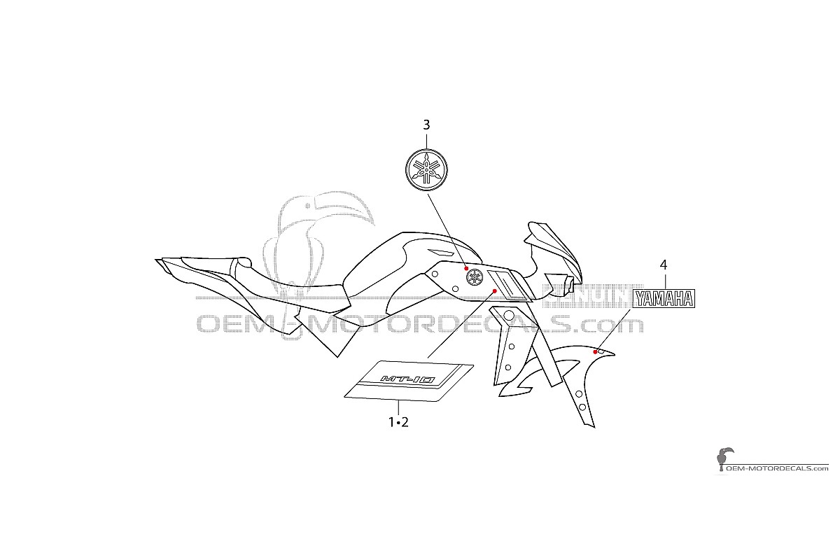 Stickers voor Yamaha MT10 2024 - Donkergrijs • Yamaha OEM Stickers
