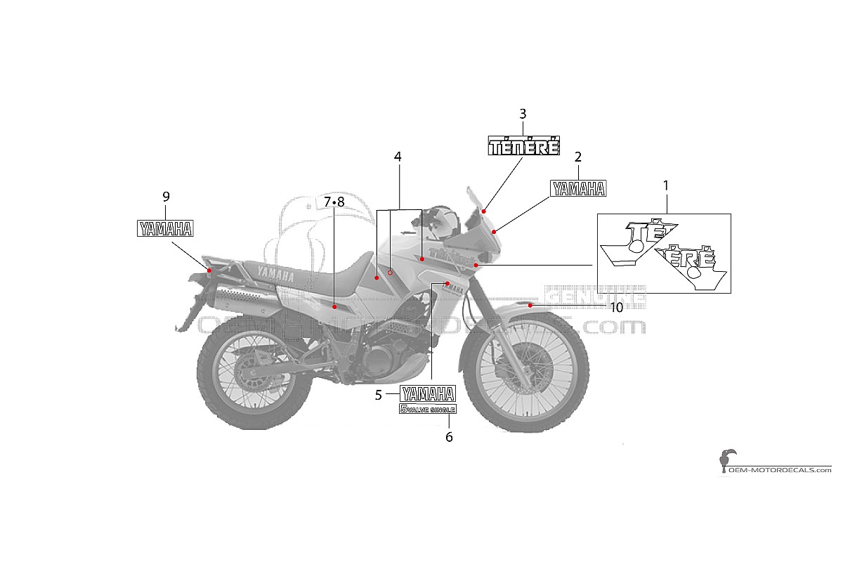 Naklejki do Yamaha XTZ660 TENERE 1993 - Biały • Yamaha Naklejki OEM