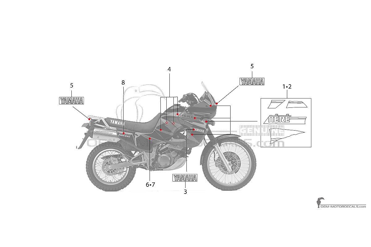 Stickers voor Yamaha XTZ660 TENERE 1994 - Zwart • Yamaha OEM Stickers