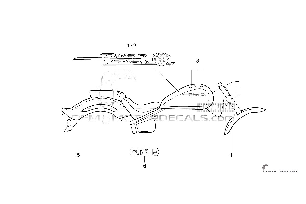Adesivi per Yamaha XVS1100 DRAGSTAR 2002 - Nero • Yamaha Adesivi OEM