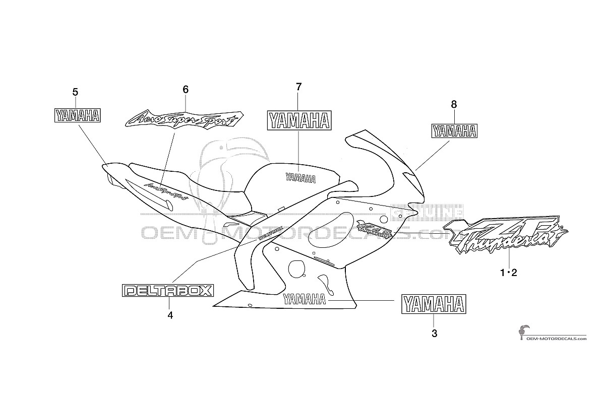 Decals for Yamaha YZF600R THUNDERCAT 1997 - Black • Yamaha OEM Decals