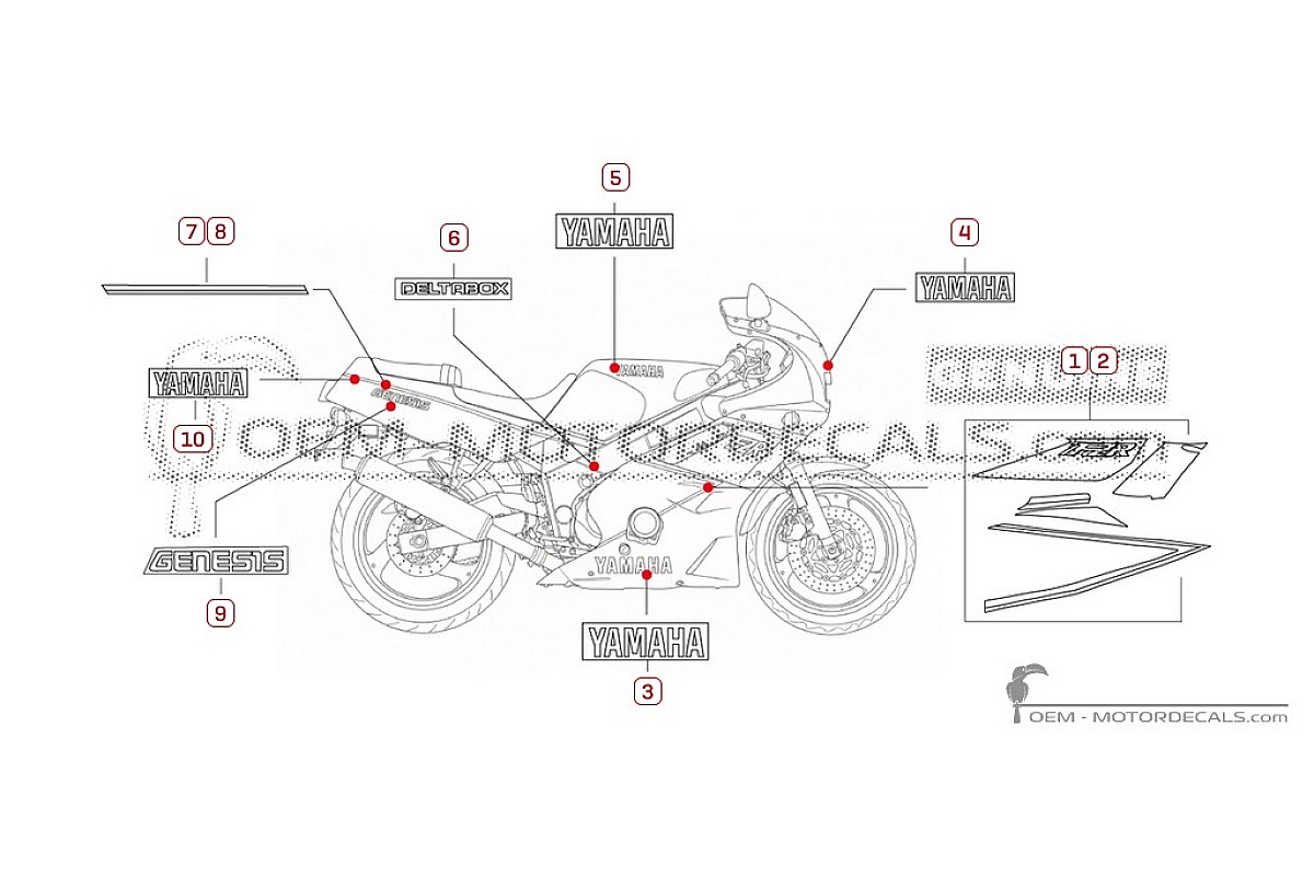 Naklejki do Yamaha FZR600 1989 • Yamaha Naklejki OEM