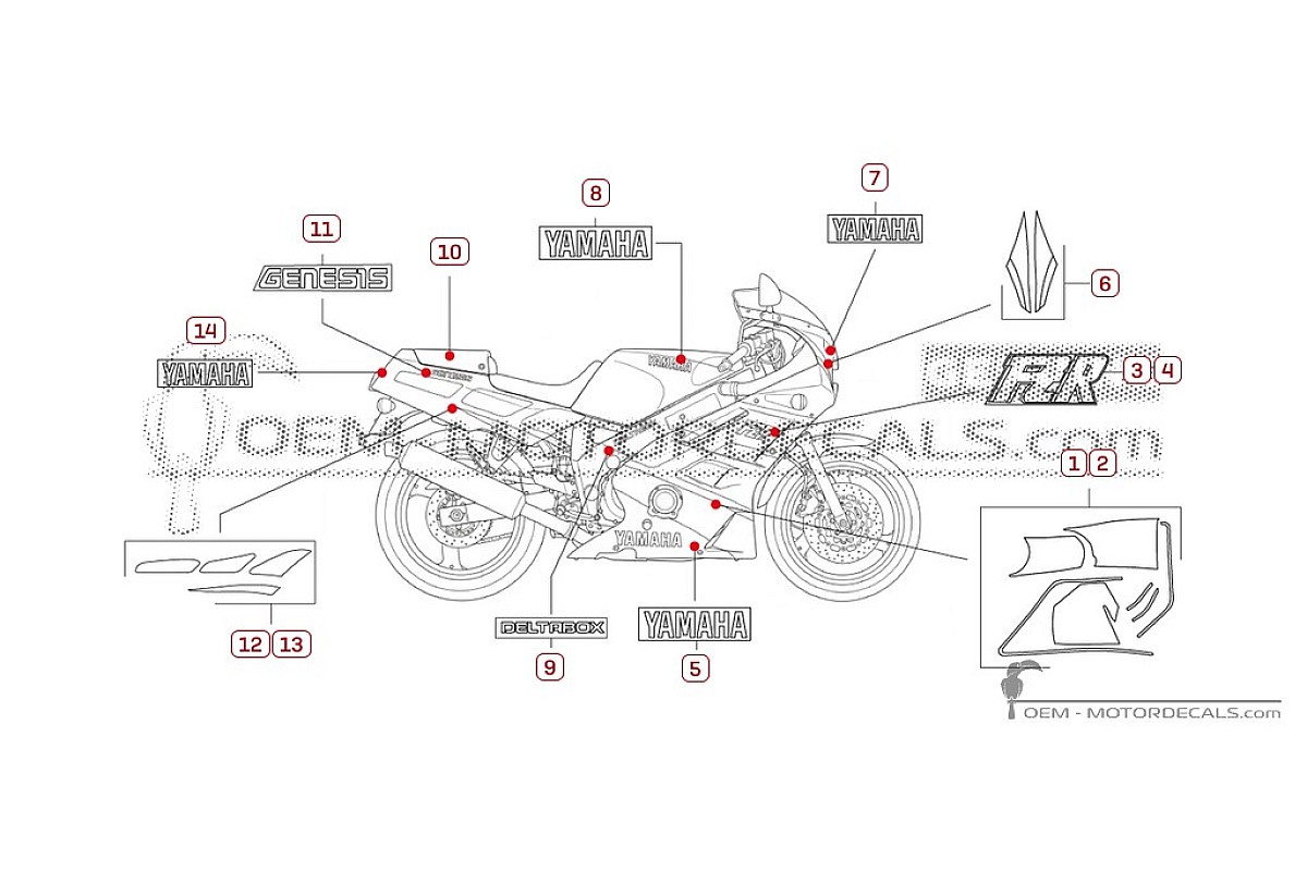 Pegatinas para Yamaha FZR600 1989 • Yamaha Pegatinas OEM