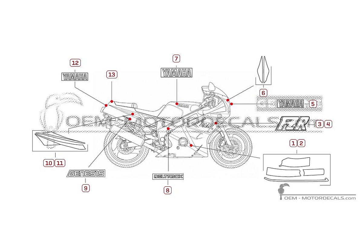 Pegatinas para Yamaha FZR600 1990 • Yamaha Pegatinas OEM