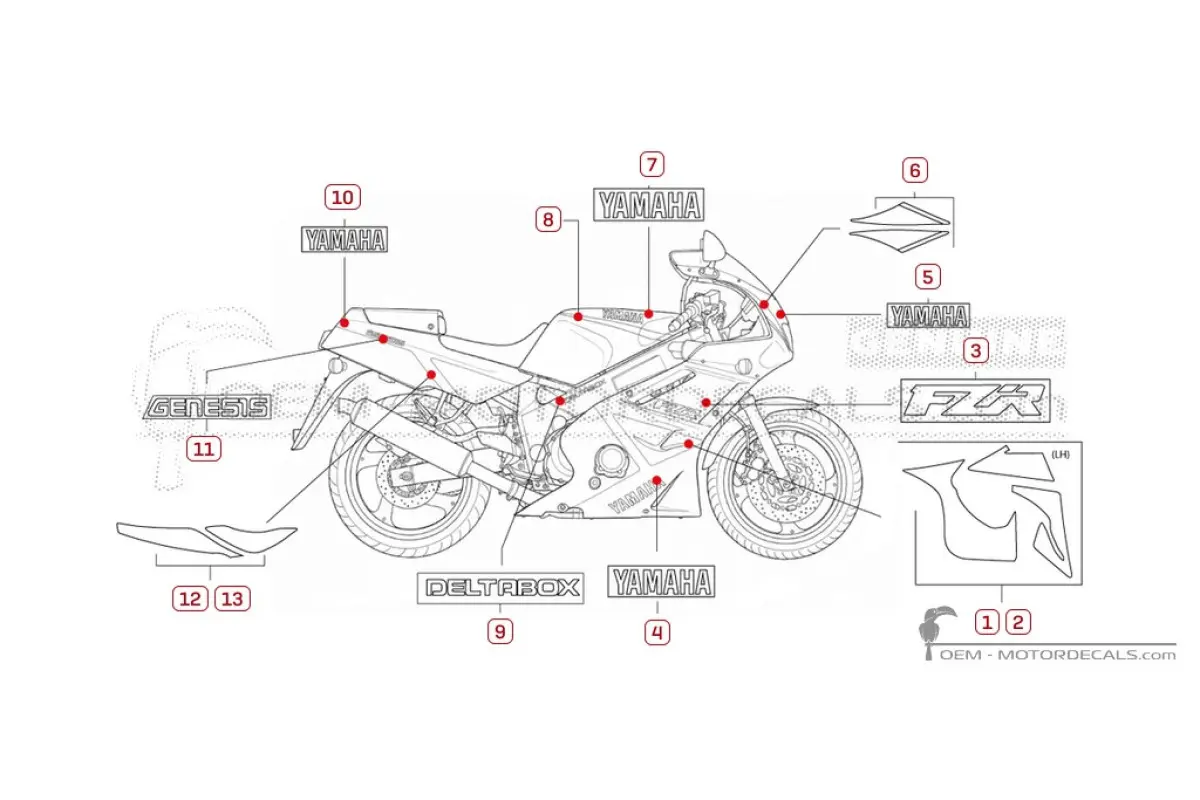 Decals for Yamaha FZR600 1991 • Yamaha OEM Decals