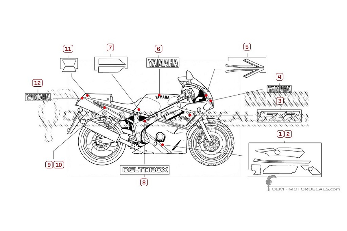 Naklejki do Yamaha FZR600 1991 • Yamaha Naklejki OEM
