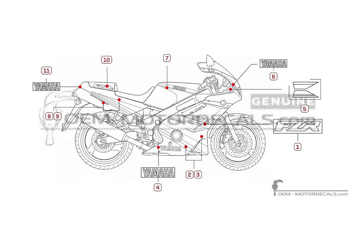 Adesivi per Yamaha FZR600 1993 • Yamaha Adesivi OEM