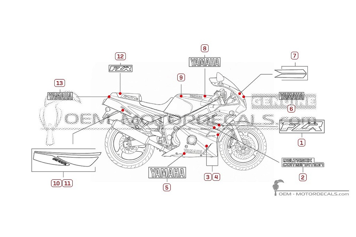 Pegatinas para Yamaha FZR600 1993 • Yamaha Pegatinas OEM