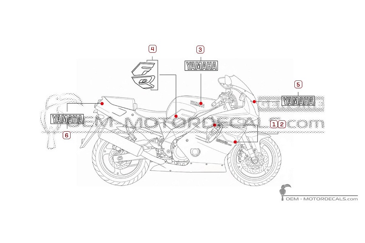 Adesivi per Yamaha FZR600 1995 • Yamaha Adesivi OEM