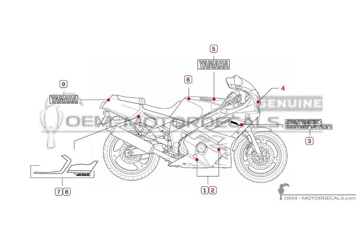 Adesivi per Yamaha FZR600 1995 • Yamaha Adesivi OEM