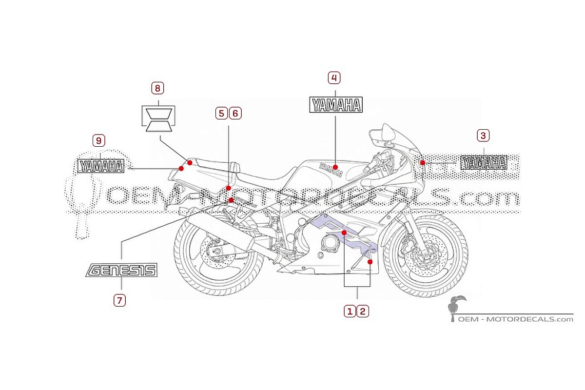 Aufkleber für Yamaha FZR600 1995 • Yamaha OEM-Aufkleber