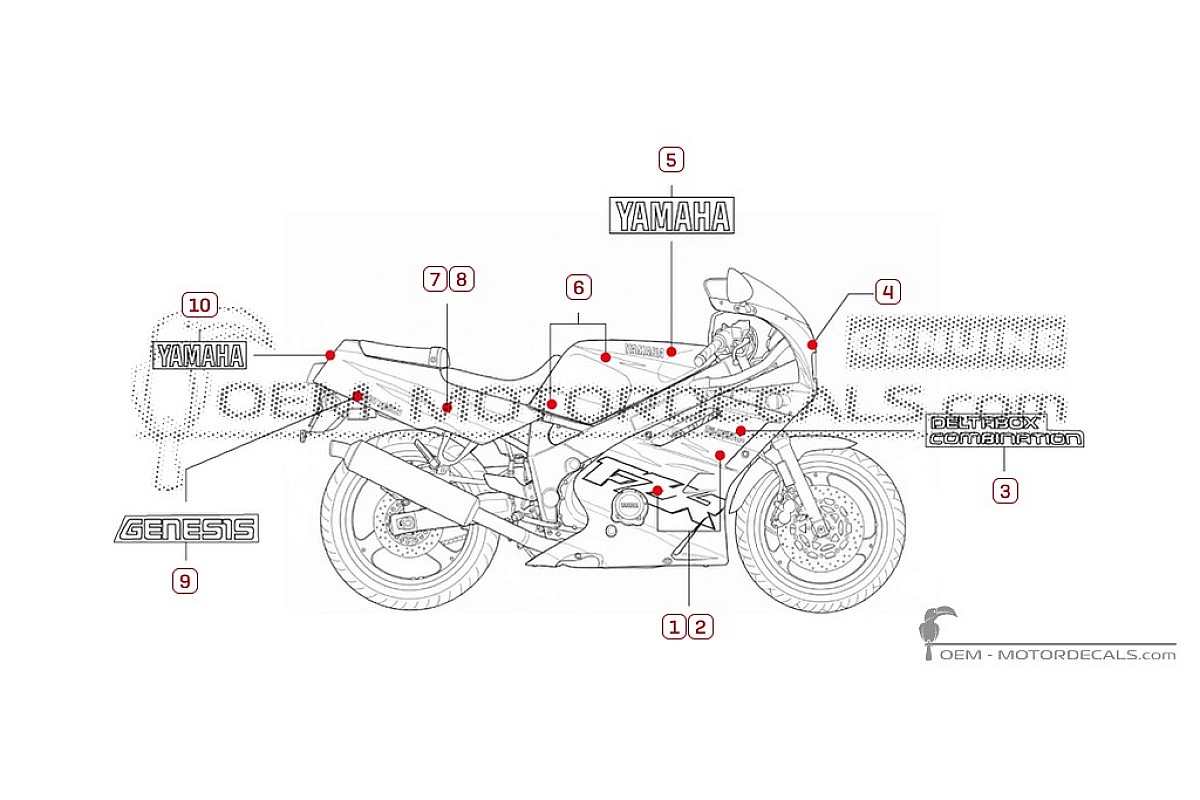 Decals for Yamaha FZR600 1996 • Yamaha OEM Decals