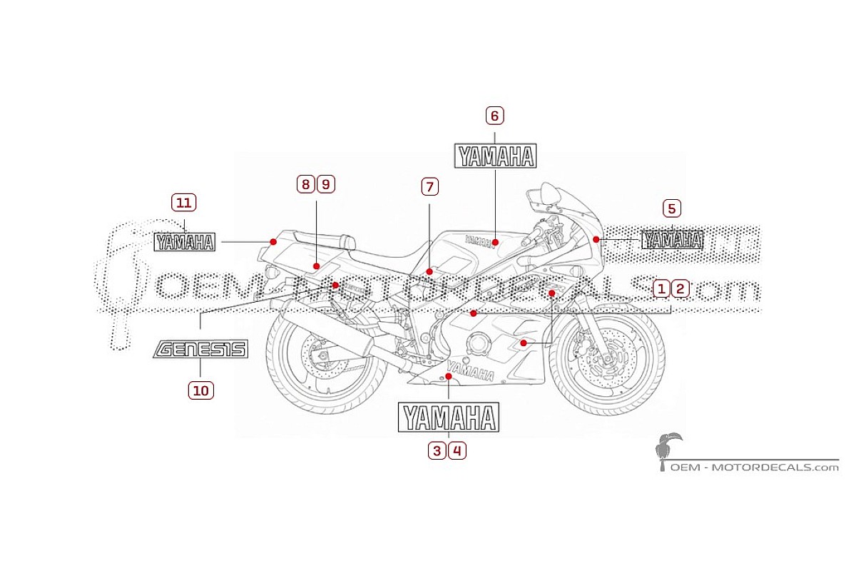Stickers voor Yamaha FZR600 1997 • Yamaha OEM Stickers