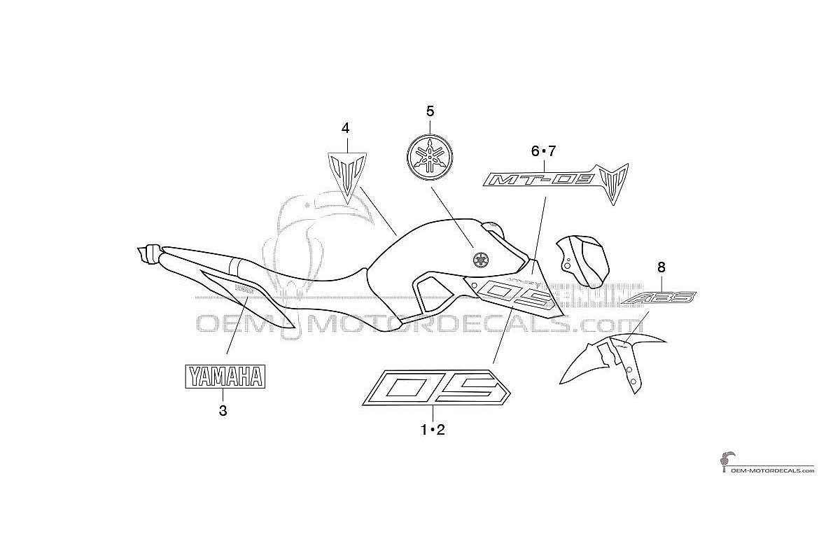 Adesivi per Yamaha MT09 2016 - Argento • Yamaha Adesivi OEM