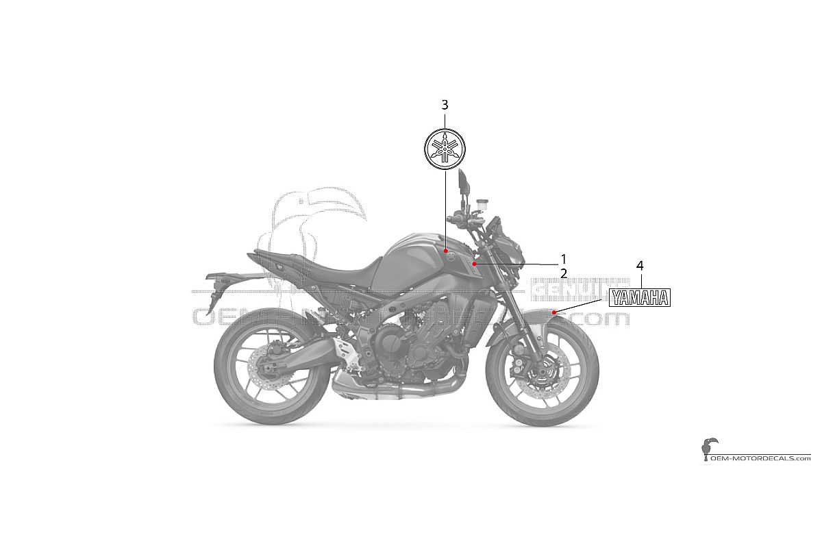 Pegatinas para Yamaha MT09 2023 - Gris oscuro • Yamaha Pegatinas OEM