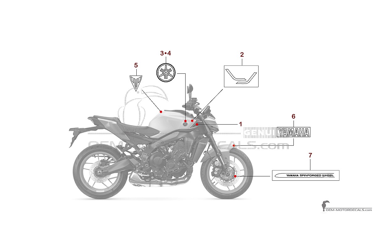 Adesivi per Yamaha MT-09 2025 - Grigio • Yamaha Adesivi OEM