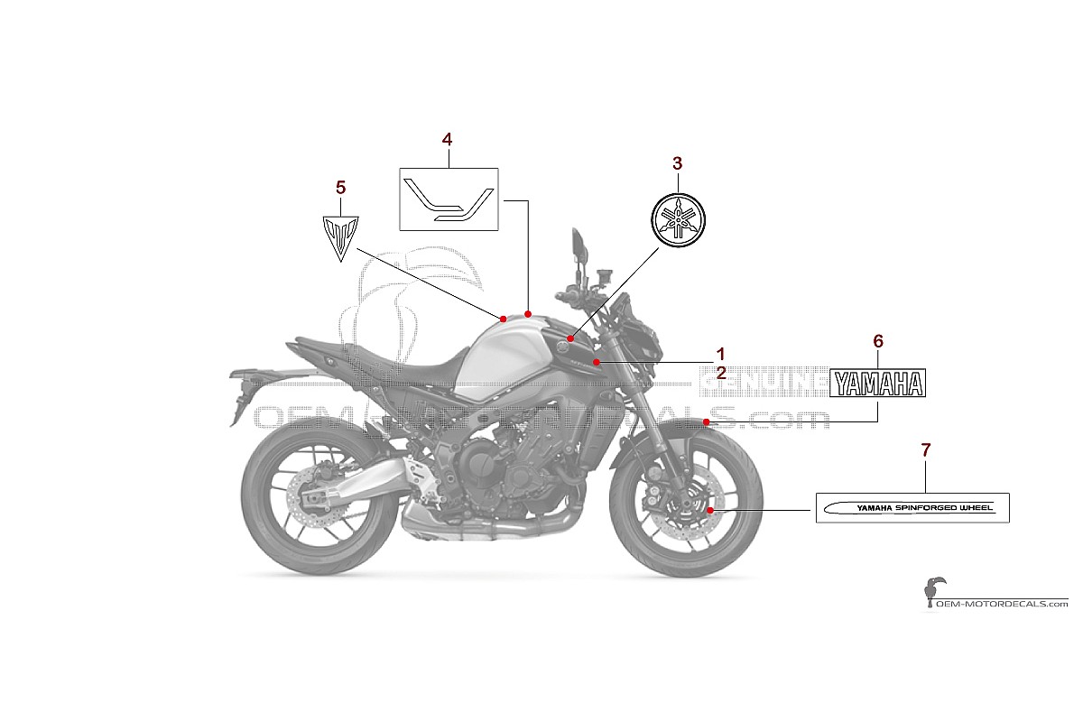 Stickers voor Yamaha MT-09 SP 2022 - Wit • Yamaha OEM Stickers
